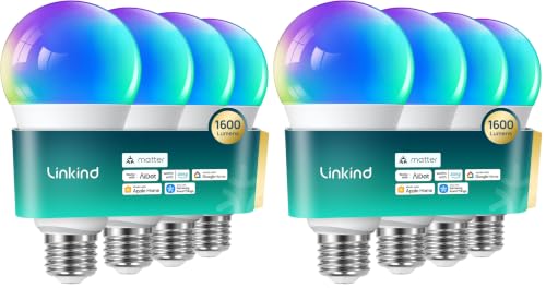Image of Linkind Matter Smart Light Bulbs, Work with Apple Home, Alexa, Siri, Google