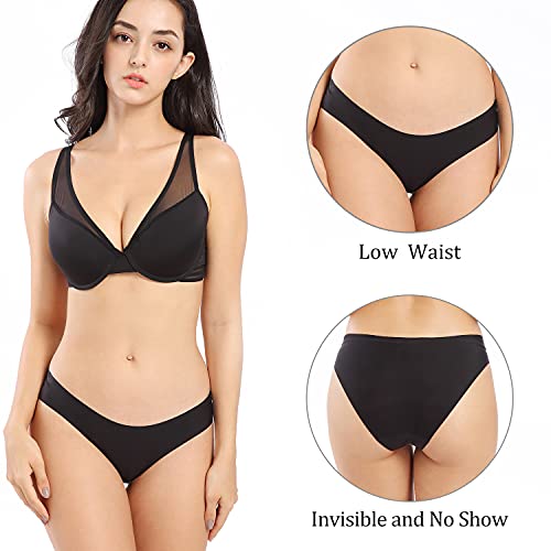 Image of SHARICCA Women Seamless Cheeky Bikini No Show Panties Ladies Invisible Breathable Briefs Soft Stretch Underwear Multi Pack