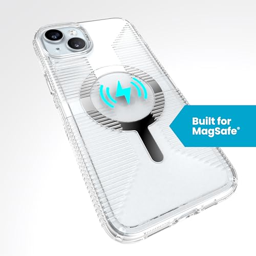 Image of Speck Clear iPhone 15 Plus Case - Slim, Built for MagSafe, Drop Protection Grip - for iPhone 15 Plus & iPhone 14 Plus - Scratch Resistant, Anti-Yellowing, 6.7 Inch Phone Case - GemShell Grip Clear