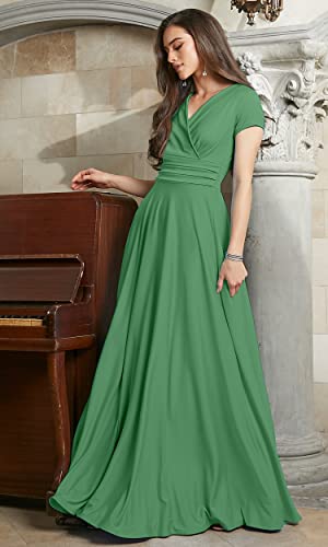 Image of KOH KOH Womens Sexy Cap Short Sleeve V-Neck Flowy Cocktail Gown