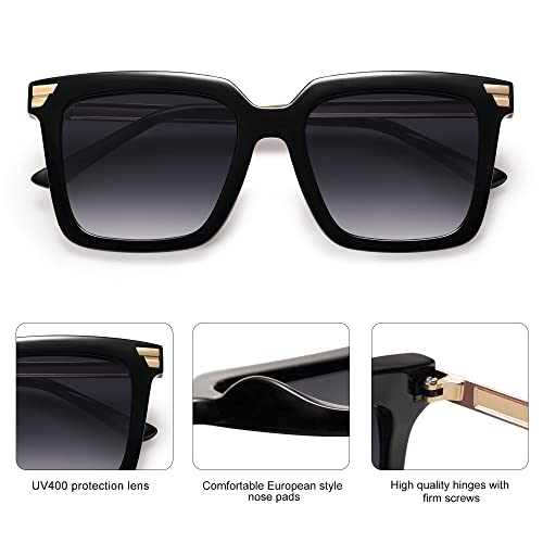 SOJOS Retro Oversized Square Sunglasses for Women Trendy Vintage Shades Classic Big Sun Glasses UV400 SJ2216A4