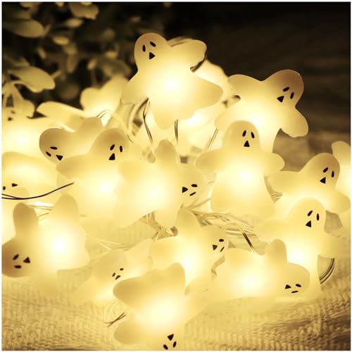 Elsqolro Halloween Ghost LED String Lights 10ft...