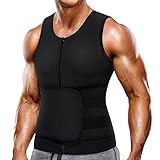 Wonderience Neoprene Sauna Suit for Men Waist Trainer Vest Zipper Body Shaper with Adjustable Belt Tank Top (Black, X-Large)