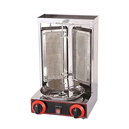 OMKMNOE Rotierender Grill,Elektrischer Vertikaler Broiler Kebab Gyro Grillmaschine Mit Brennern Edelstahl Automatischer…