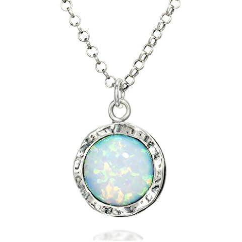 Shimmering Silver Necklace with Opal Pendant Cover