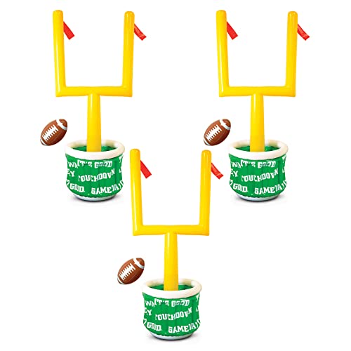 Image of Beistle 3 Piece Novelty Inflatable Goal Post Drink Coolers with Football Decorations Game Day Party Beverage Holders, 74 inch x 28 inch, Green /Yellow /White /Brown /Orange