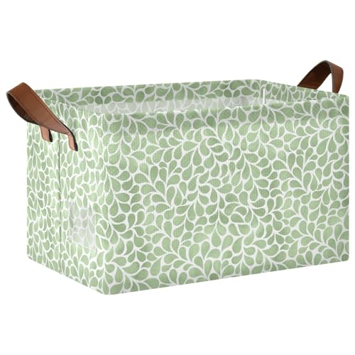 FRODOTGV Drops - Cestas decorativas florales verdes plegables con asas, cajas de almacenamiento grandes para estantes, armario, 1 paquete
