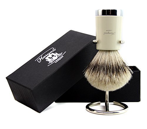 Harryali London Silver Tip Badger Hair Shaving Brush with Stand for Wet Shave
