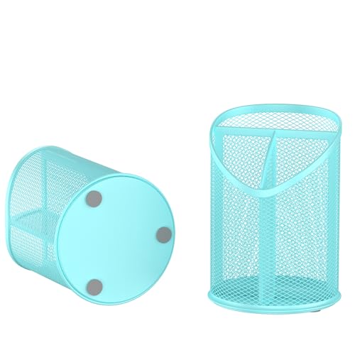 Image of Delifox 2 Pack Pen Holder Mesh Round Pencil (Blue)