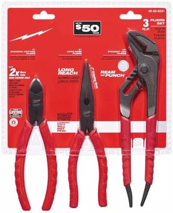 3 PC 48-22-6331 For Milwaukee Comfort Grip Pliers Kit