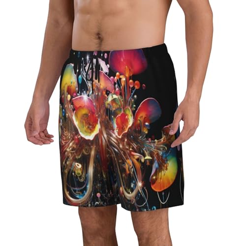 Abstract Trumpet Flower Men Beach Pants â€“ Swim Trunks for Men,Quick-Dry and Comfortable, Suitable for Beach, Surf, and Everyday Wear2