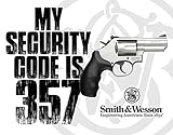 Desperate Enterprises My Security Code Is 357 - Smith & Wesson Tin Sign - Nostalgic Vintage Metal Wall Décor - Made in USA