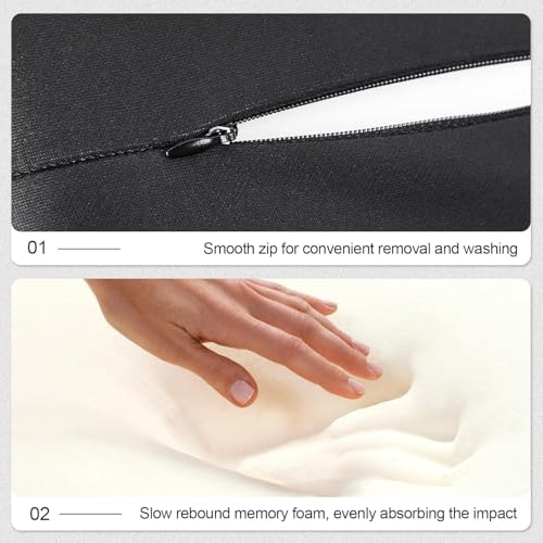 Image of Car Neck Pillow Memory Foam Support Cushion, Neck Pillow for Car Headrest, Car Seat Back Support for Long Drives, Cars Pillows for Back Side Comfort, Universal Fit Design (Black, 1 Set Pillow)