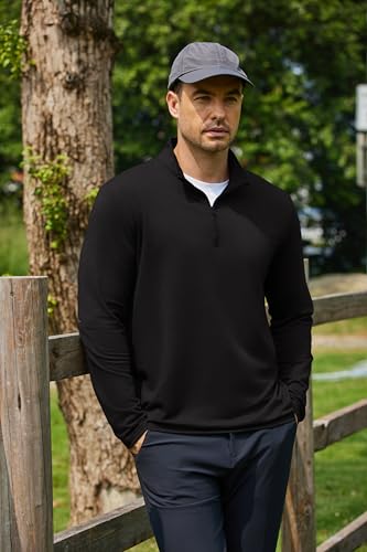 COOFANDY Quarter Zip Mock Neck Shirt