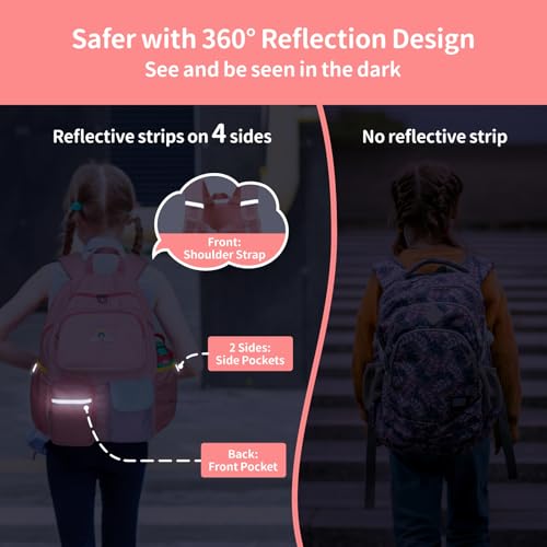 Kids-Backpack-for-Girls-15-Inch-Preschool-Kindergarten-Bookbag-for-Children-3-to-8-Lightweight-School-Bags-for-1st-2nd-Grade-Kids-Travel-Backpack-with-Reflective-Stripe-Pink-Rainbow Kids Backpack for Girls 15 Inch Preschool Kindergarten Bookbag for Children 3 to 8 Lightweight School Bags for 1st 2nd Grade Kids Travel Backpack with Reflective Stripe Pink Rainbow