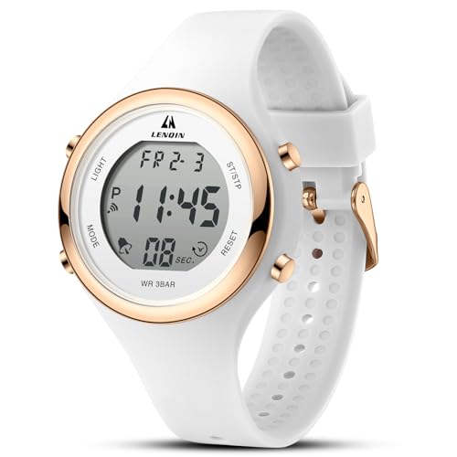 LN LENQIN Reloj Mujer Digital Relojes 30M Impermeables para Mujeres Reloj De Cuarzo Analógico Relojes De Pulsera para Mujer con Fecha Luminoso Casual De Moda CorreaAlarma/Temporizador/Fecha