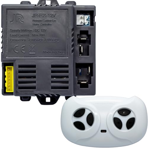 ToiCottage JR-RX-12V 2.4G Bluetooth Remote Control and Control Box Receiver Kit with Replacement Accessories, 12V JR1630RXS Remote Control Car Motor Controller for Kids Ride On Car Parts