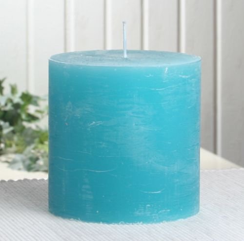 Rustik-Stumpenkerze, 10 x 10 cm Ø, Aqua-türkis