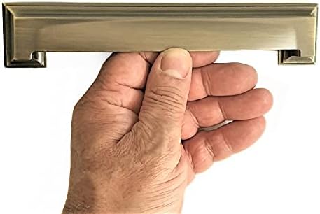 French Furniture Fittings Set of 4 Art Deco Kitchen Cabinet Square Cup Handles 2 Sizes - Image 4