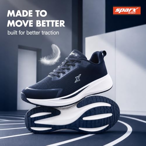 Image of SPARX Sports Running Shoes for Men - Lightweight Breathable Lace-Up Athletic Shoes with Cushioned Comfort, Shock Absorption, Durable Grip, Flexible Sole & Everyday Walking Performance
