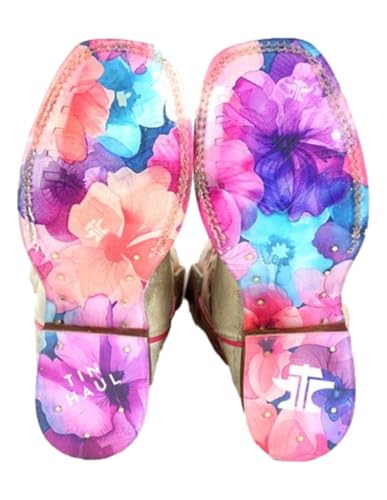 Tin Haul Girls' Let's Go Cowgirl Western Boot Broad Square Toe - 14-018-0077-0949 TA 12 D Tan3