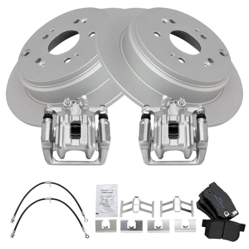 Image of TRQ Rear Brake Pad & Rotor Kit Semi-Metallic Compatible with 2007-2012 Acura RDX