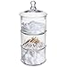MyGift 16 Inch Modern 3 Tier Clear Glass Stacking Apothecary Jars with Lid, Round Glass Display Candy and Cookie Containers, 16 inch Tall