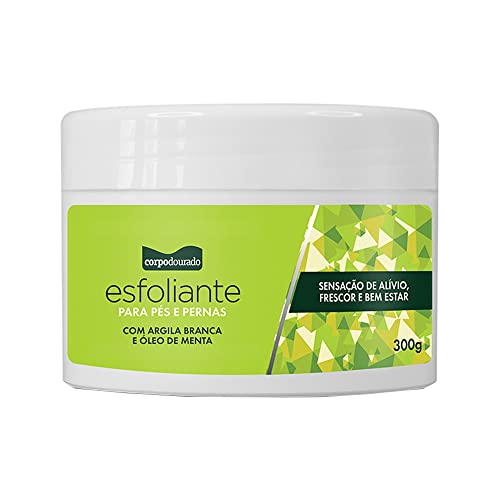 Esfoliante para Pés e Pernas Corpo Dourado com Argila Branca e Óleo de Menta Alívio, Frescor e Bem E