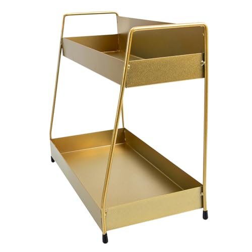 DEARMAMY Estante Doble de Hierro para Maquillaje y Cosméticos Organizador de Almacenamiento para Baño y Tocador Estante Compacto para Productos de Cuidado Personal Casa y Dormitorio