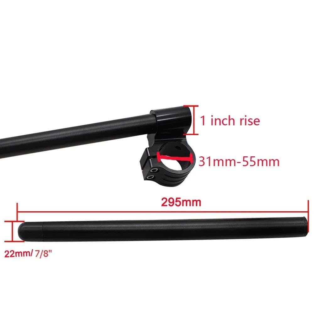 Elevadora Manillar Clip-Ons para Manillar Motocicleta Aluminio CNC Horquillas para Manillar Clips Universales 7/8" Y 22 Mm Elevadores para Manillar Motocicleta(Riser Black 46mm)