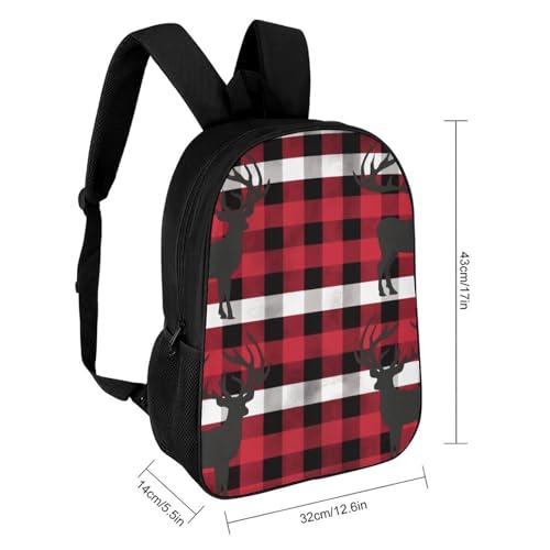 Buffalo Plaid Deer Bookbag - Ultra Lightweight Portable Backpack Work Travel Backpack for Men Women Fits 16 Inch Notebook2