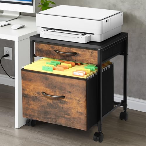 AceOrbit Rolling Mobile File Cabinet Cart with 2 Fabric Drawers