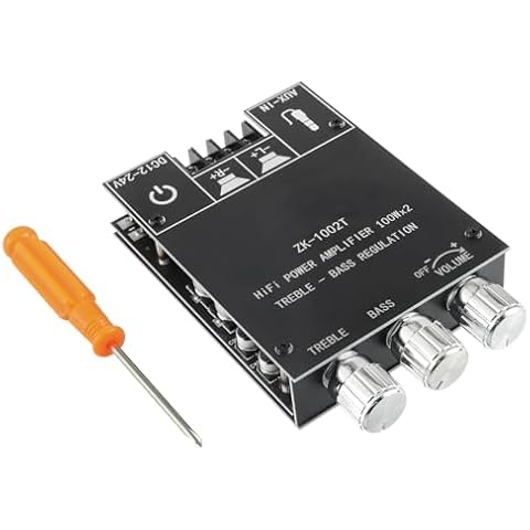 EPLZON 100W+100W Bluetooth Amplifier Board with Treble and Bass Control TPA3116D2 Chips DC 9-24V BT and AUX Inputs 2.0 Channel Stereo AMP Board for DIY Wireless Speakers Password Free(ZK-1002T) Cover