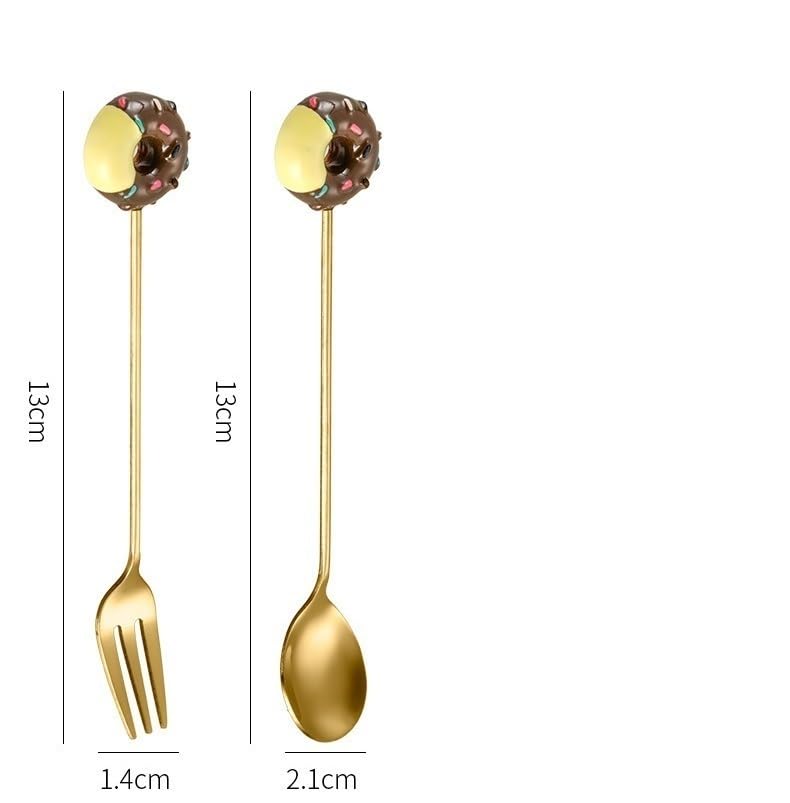 Zestaw sztućców ze srebra 4/16/24/32 szt. Śliczne pączki łyżka do mieszania kreatywny Lollipop zestaw łyżek do kawy łyżeczka deserowa pudełko upominkowe (złoto 6 zestawów-24 szt.) (srebrne 8