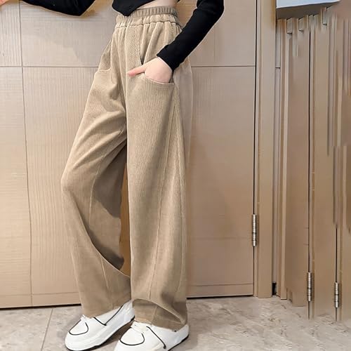Straight Wide Leg Sweatpants for Girls Baggy Elastic Waist Jogger Kids Fall Solid Casual Sport Pants with Pokets2