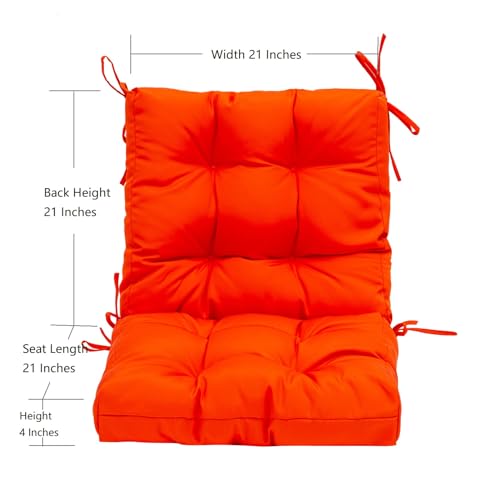 Image of QILLOWAY Outdoor Seat /Back Chair Cushion Tufted Pillow, Spring /Summer Seasonal Replacement Cushions. (Orange)