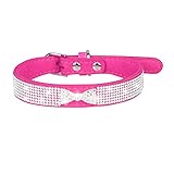 Bbmmayy Cute Dog Collar with Bling Rhinestone, Fancy Crystal Diamond Glitter Pretty Jewel Soft Cat Collars for Small Medium Large Breed Dogs Girl Female Pet Puppy Kitten Terrier (M, Hot Pink4)