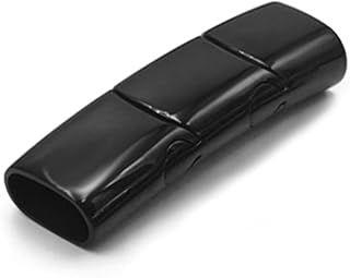 2 Sets Flat Stainless Steel Clasps Extended Three Parts Clasps Jewelry Clasps for Bracelet Making (Hole Size About 12x6mm, Mirror Black)