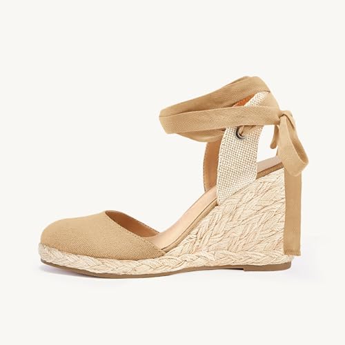 Image of Juliet Holy Womens Lace up Espadrilles Closed Toe Wedges Sandals Strappy Slingback Platform Heels