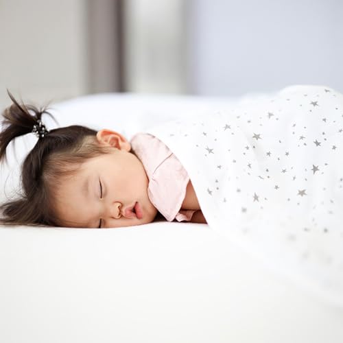 Image of Woolino Toddler Blanket - Merino Wool and Organic Cotton Baby Blanket for Girls and Boys - 4 Season - 52.5 inch x 40 inch - Stars Gray