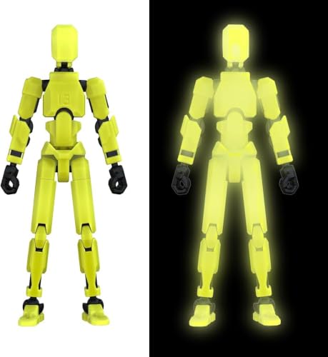 Image of DOOZLE T13 Action Figures, Assembly Completed 3D Printed Dummy Nova Titan Lucky 13 Figures, Multi-Jointed Movable Robot Toys for Display, Drawing & Desk Decor (1, Glow in the Titan Yellow)