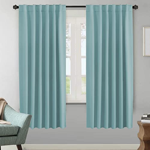 Image of H.VERSAILTEX Blackout Curtains Thermal Insulated Window Treatment Panels Room Darkening Blackout Drapes for Living Room Back Tab /Rod Pocket Bedroom Draperies (2 Panels, Mineral Blue, 52 x 72 Inch)