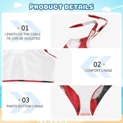 KLL Polka White Dots on Red Background Girls 2 Piece Bikini Sets Scoop Neck Swimsuit Swimming Suits Adjustable Shoulder4