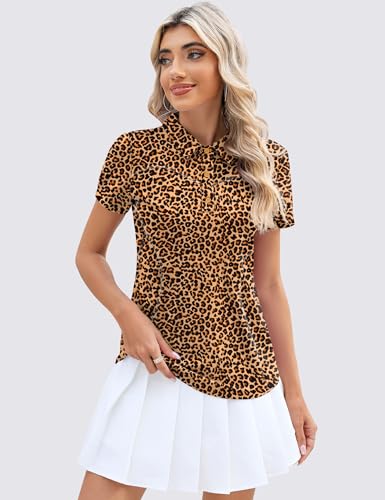 Image of TFSDOD Womens Golf Polo Shirts Collared Short Sleeve T Shirt Lightweight Moisture Wicking Polo Casual 3 Buttons Outfits
