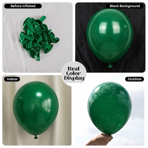Image of Togvu Green Balloons, 50Pack 12 Inch Dark Green Latex Party Balloons for St. Patrick's Day Graduation Dinosaur Jungle Golf Theme Birthday Party Decorations