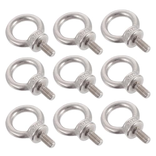 ERINGOGO 10pcs M6 304 Stainless Steel Eye Nuts Ring Shaped Lifting Ring Bolts Heavy Duty Threaded Nuts for Industrial Rigging and Marine Use
