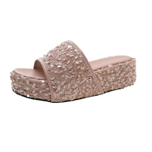 Thick Sole Toe Flip Flops for Women's Versatile Soft Sole with Diamond Sandals(40)