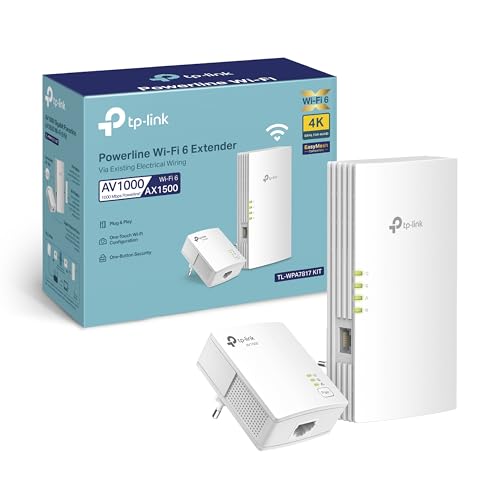 TP-Link TL-WPA7817 KIT Powerline Adapter WLAN, AV1000, WiFi 6 AX1500 Dualband, Gigabit Ethernet,...