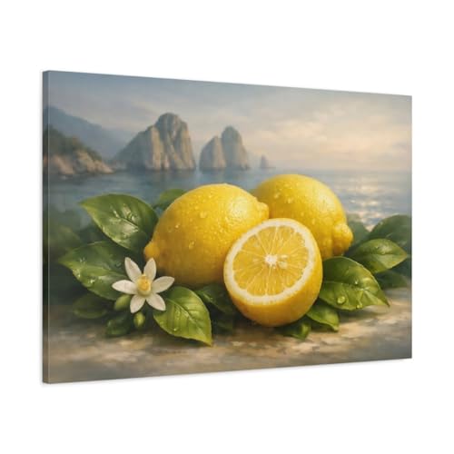 Impression citrons jaunes sur toile déco murale pour salon et cuisine