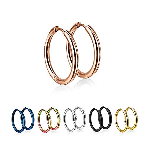 Preisvergleich Produktbild Treuheld® / Runde Creolen Ohrringe aus medizinischem Edelstahl / 16mm / Roségold / Schmale Klappcreolen für Damen und Herren / Set / Paar